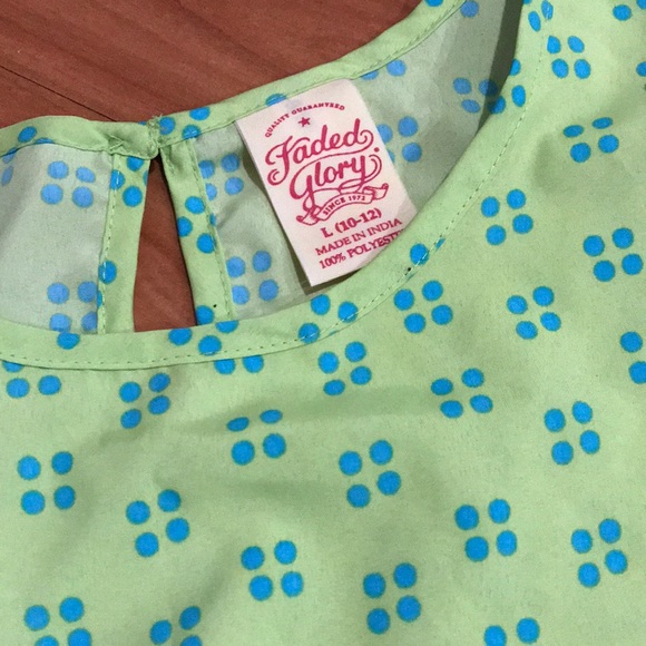 New faded glory large 10/12 girl dress green dot - Picture 2 of 5